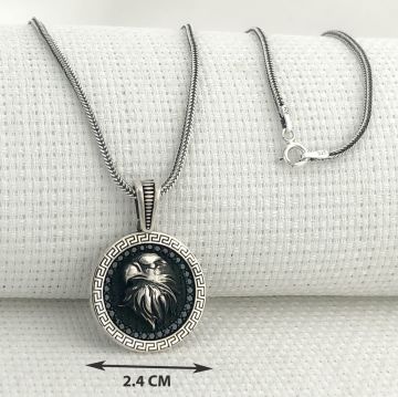 925 Ayar Siyah Taşlı Kartal Gümüş Kolye