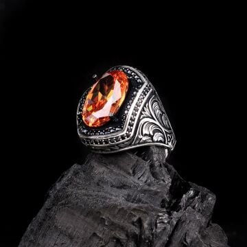 925 Ayar Gümüş Zirkon Taşlı Erkek Yüzük