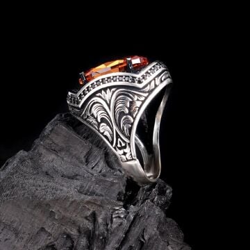 925 Ayar Gümüş Zirkon Taşlı Erkek Yüzük