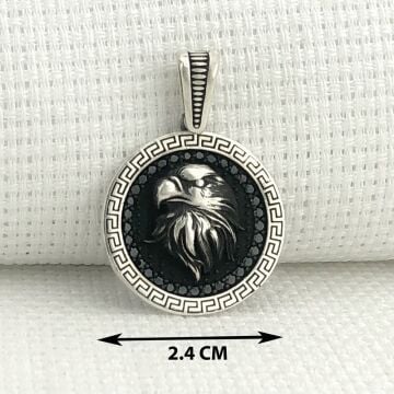 925 Ayar Siyah Taşlı Kartal Gümüş Kolye Ucu