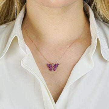 925 Ayar Gümüş Açılır Kapanır Kelebek Kolye