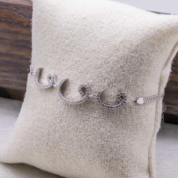 925 Ayar Gümüş Zirkon Taşlı Vav Model Bayan Bileklik