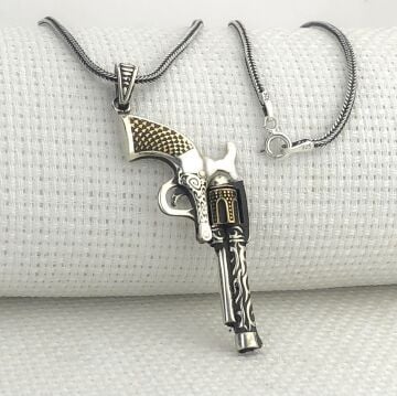 925 Ayar Gümüş 6 Patlar Tabanca Kolye