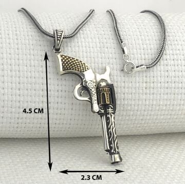925 Ayar Gümüş 6 Patlar Tabanca Kolye