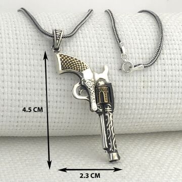 925 Ayar Gümüş 6 Patlar Tabanca Kolye