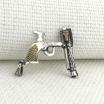 925 Ayar Gümüş 6 Patlar Tabanca Kolye Ucu