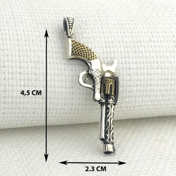 925 Ayar Gümüş 6 Patlar Tabanca Kolye Ucu