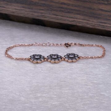 925 Ayar Gümüş Elmas Montür Papatya Bileklik