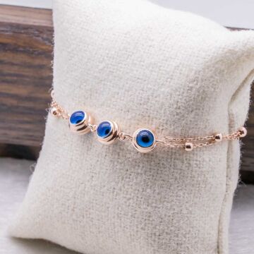 925 Ayar Gümüş Nazar Boncuklu  Bayan  Bileklik