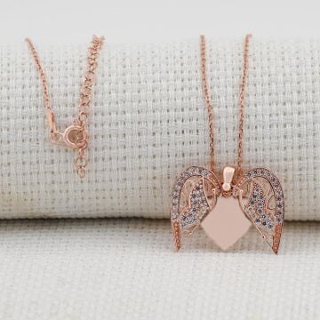 925 Ayar Gümüş Kalpli Kelebek Kolye