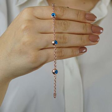 925 Ayar Gümüş Nazar Boncuklu  Bileklik