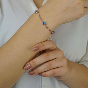 925 Ayar Gümüş Nazar Boncuklu  Bileklik