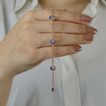 925 Ayar Gümüş Nazar Boncuklu  Bileklik