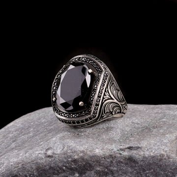 925 AYAR GÜMÜŞ ZİRKON TAŞLI KALEM MOTİFLİ YÜZÜK