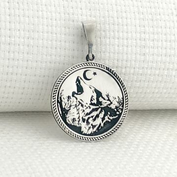 925 Ayar Gümüş Ayyıldız Bozkurt Tasarımlı Kolye Ucu