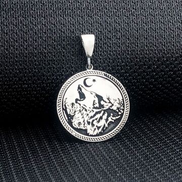 925 Ayar Gümüş Ayyıldız Bozkurt Tasarımlı Kolye Ucu