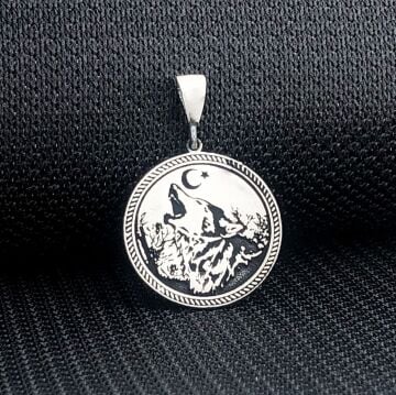 925 Ayar Gümüş Ayyıldız Bozkurt Tasarımlı Kolye Ucu