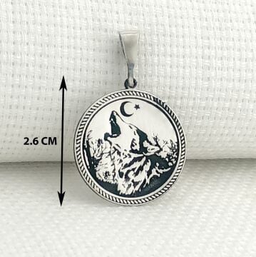 925 Ayar Gümüş Ayyıldız Bozkurt Tasarımlı Kolye Ucu