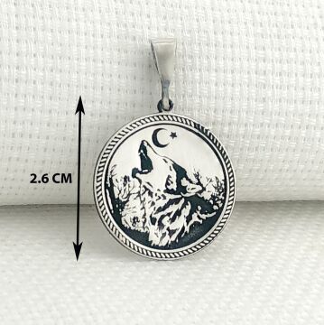 925 Ayar Gümüş Ayyıldız Bozkurt Tasarımlı Kolye Ucu