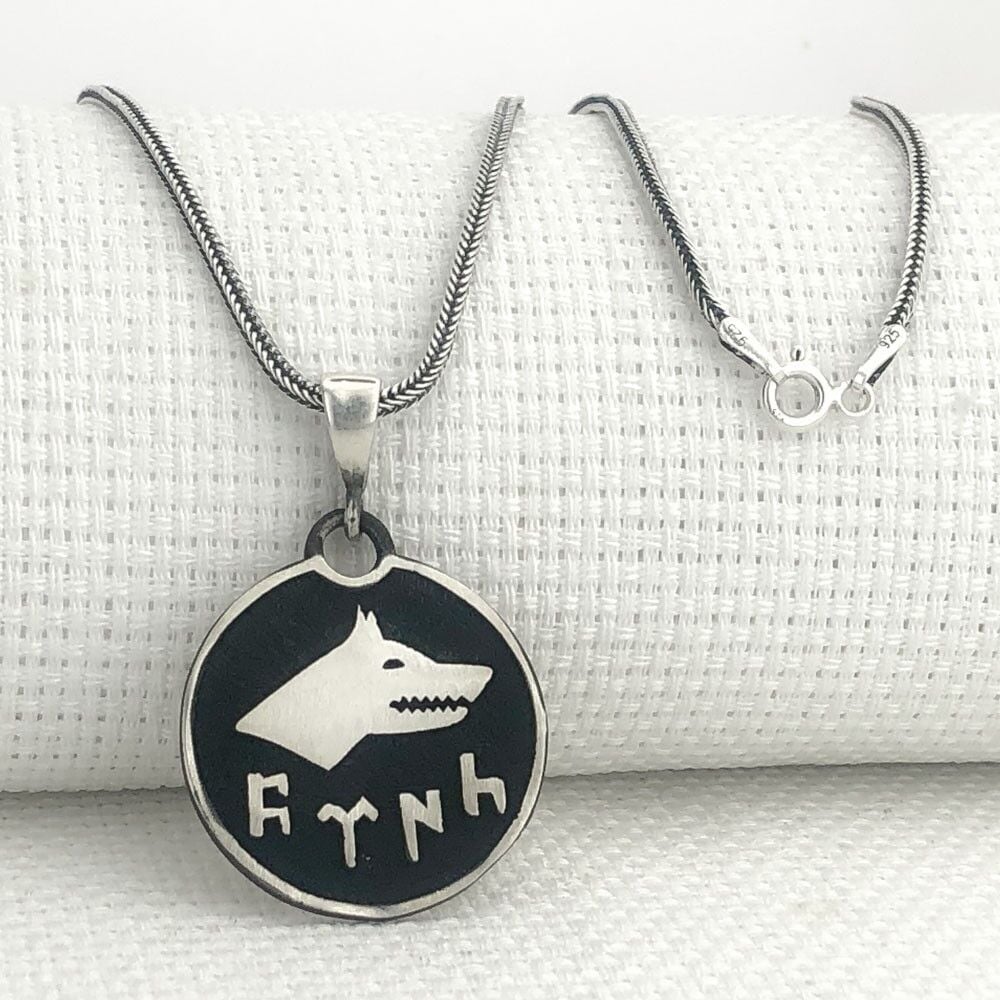 925 Ayar Gümüş Göktürkçe Türk Yazılı Kurt Kolye