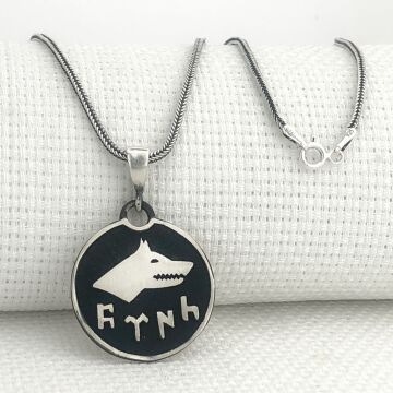 925 Ayar Gümüş Göktürkçe Türk Yazılı Kurt Kolye