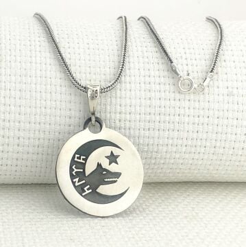 925 Ayar Gümüş Göktürkçe Türk Yazılı Kurt Kolye