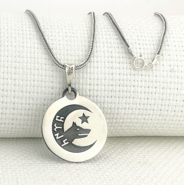 925 Ayar Gümüş Göktürkçe Türk Yazılı Kurt Kolye