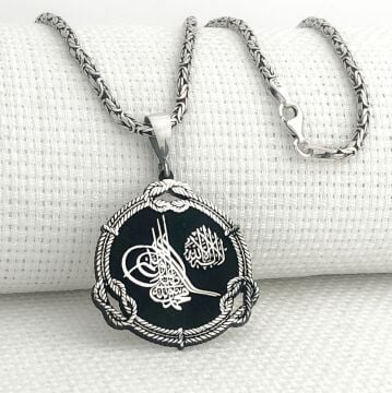925 Ayar Gümüş Osmanlı Tuğra Tasarımlı Kral Zincir Kolye