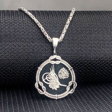 925 Ayar Gümüş Osmanlı Tuğra Tasarımlı Kral Zincir Kolye