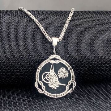 925 Ayar Gümüş Osmanlı Tuğra Tasarımlı Kral Zincir Kolye