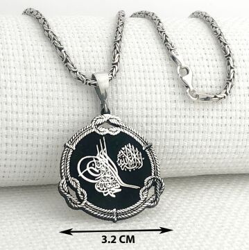 925 Ayar Gümüş Osmanlı Tuğra Tasarımlı Kral Zincir Kolye