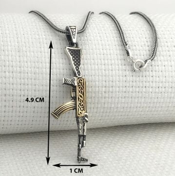 925 Ayar Gümüş Tüfek Tasarımlı Kolye