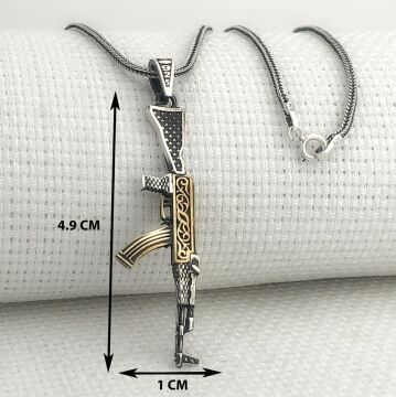 925 Ayar Gümüş Tüfek Tasarımlı Kolye