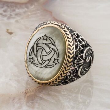 Sedef Taşı Teşkilatı Mahsusa Gümüş Yüzük