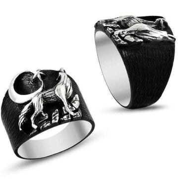 925 Ayar Gümüş Oksitli Bozkurt Model Yüzük