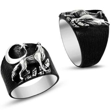 925 Ayar Gümüş Oksitli Bozkurt Model Yüzük