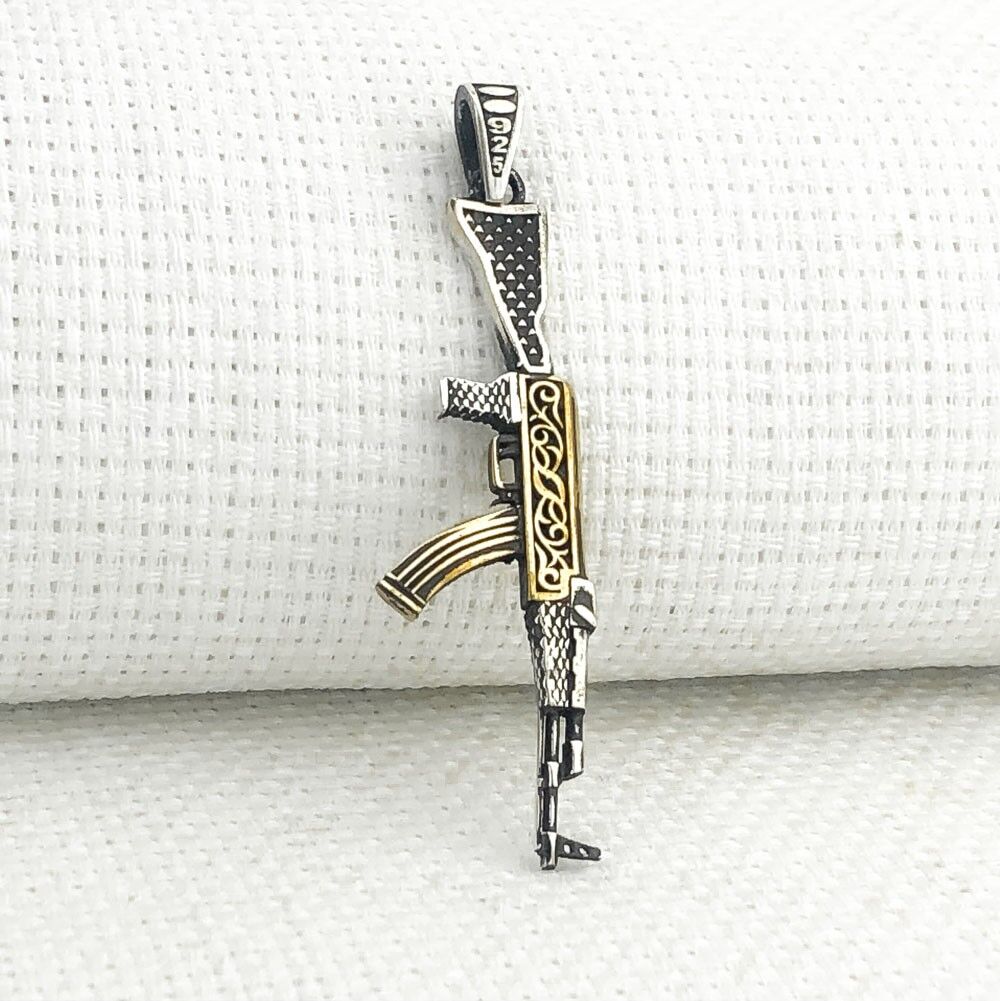 925 Ayar Gümüş Tüfek Tasarımlı Kolye Ucu