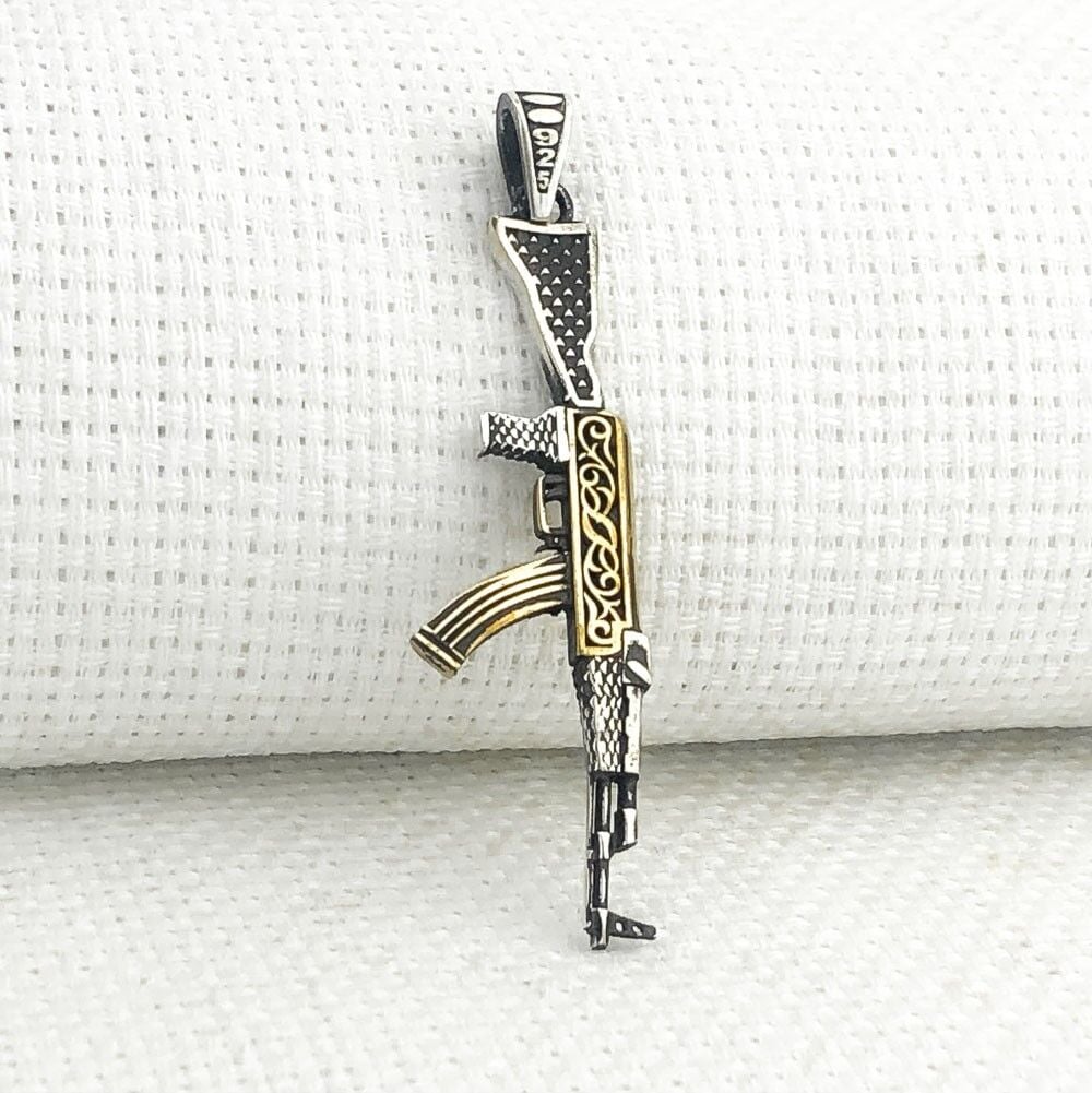 925 Ayar Gümüş Tüfek Tasarımlı Kolye Ucu