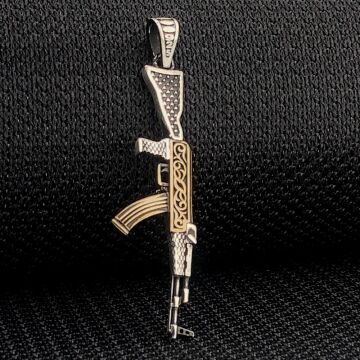 925 Ayar Gümüş Tüfek Tasarımlı Kolye Ucu