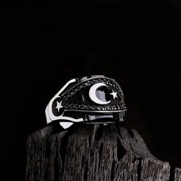 925 Ayar Mikro Taşlı Ayyıldız Model Yüzük