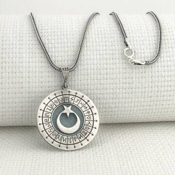 925 Ayar Gümüş Türk Boyları Simgeli Ayyıldız Kolye