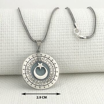 925 Ayar Gümüş Türk Boyları Simgeli Ayyıldız Kolye