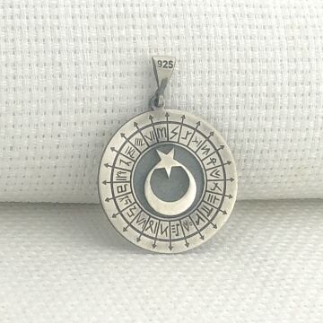 925 Ayar Gümüş Türk Boyları Simgeli Ayyıldız Kolye Ucu