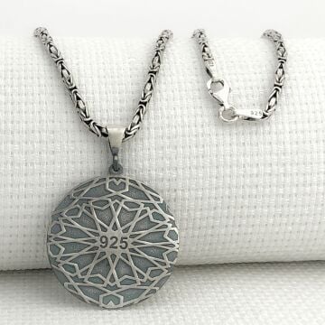 925 Ayar Gümüş Türk Boyları Simgeli Ayyıldız Kral Zincir Kolye