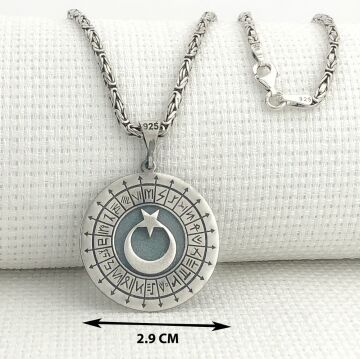 925 Ayar Gümüş Türk Boyları Simgeli Ayyıldız Kral Zincir Kolye