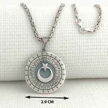 925 Ayar Gümüş Türk Boyları Simgeli Ayyıldız Kral Zincir Kolye