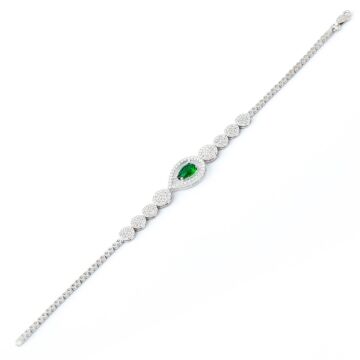 925 Ayar Gümüş Yeşil Zirkon Taşlı Set