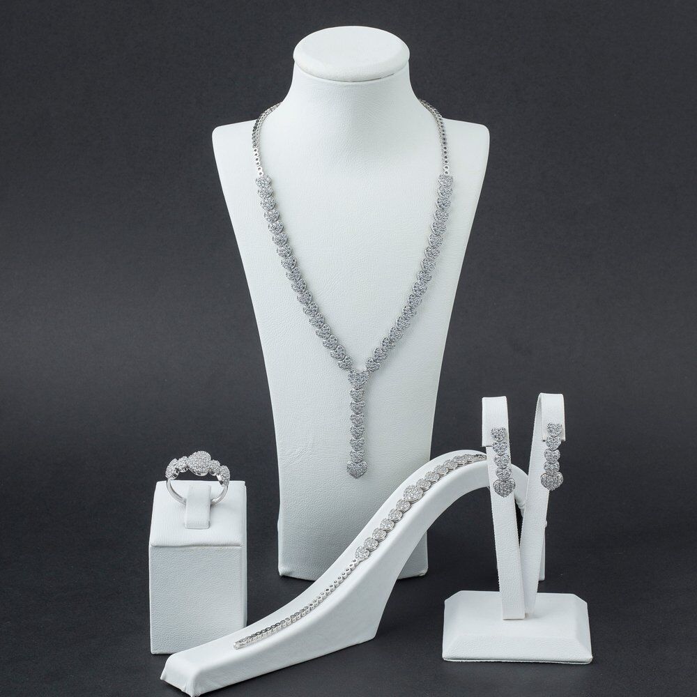 925 Ayar Gümüş Zirkon Taşlı Kalp Model Set