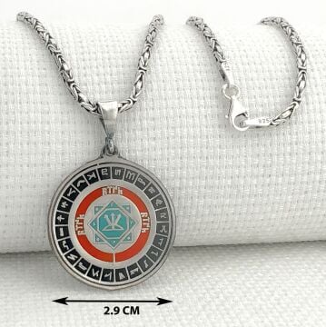 Oğuz Kağan Mührü 925 Ayar Gümüş Türk Boyları Simgeli Kral Zincir Kolye