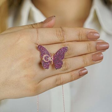 925 Ayar Gümüş Ayyıldız Kelebek Kolye